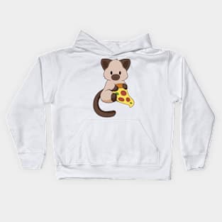 Siamese Cat with Pizza Kids Hoodie